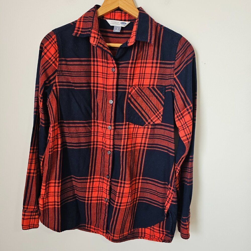 EUC OLD NAVY PLAID THE CLASSIC SHIRT BUTTON DOWN SIZE SMALL WOMENS